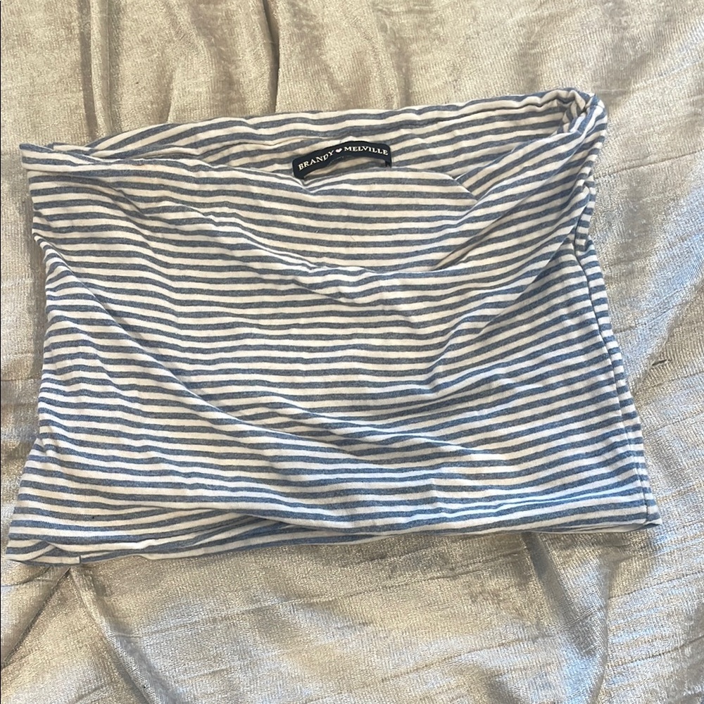Brandy Melville Navy and White Striped Tube Top